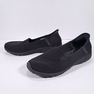 Skechers Slip Ins Shoes Women 9.5 Black Reggae Fest 2.0 Sneakers 158698